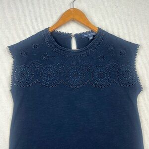 Tommy Hilfiger 100% Cotton Size XS Mini Casual Navy Blue Dress Eyelet Detail